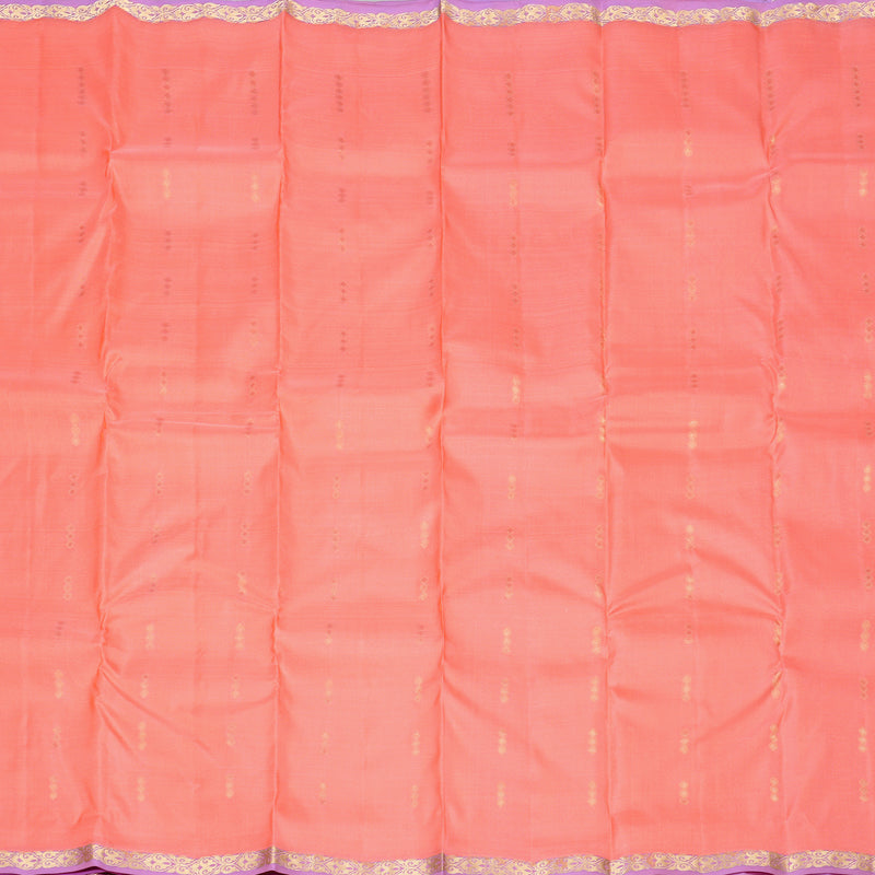 Hayagrivas Peach Pink Handloom Kanjivaram Silk Saree with Lavender Border KBD2139C1-9