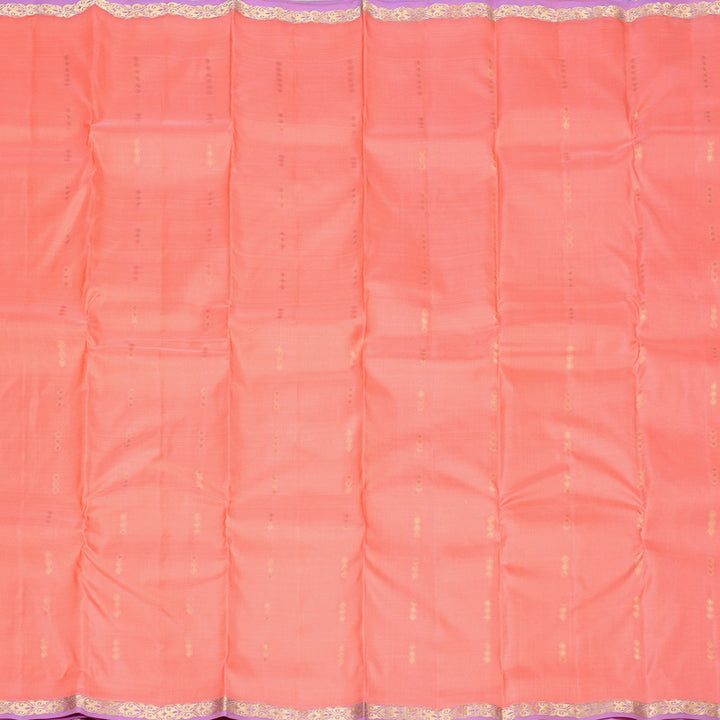 Hayagrivas Peach Pink Handloom Kanjivaram Silk Saree with Lavender Border KBD2139C1-9