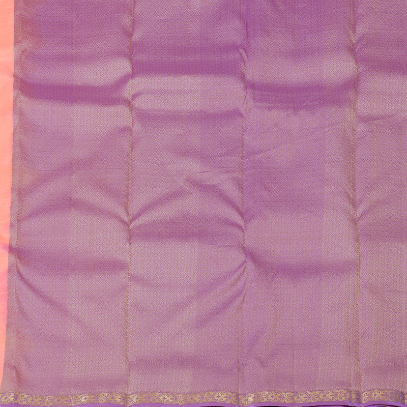Hayagrivas Peach Pink Handloom Kanjivaram Silk Saree with Lavender Border KBD2139C1-9