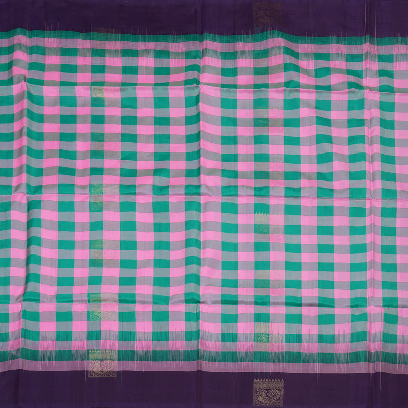 Hayagrivas Multicolour Checks Pure Soft Silk Saree KBD2140C1-5