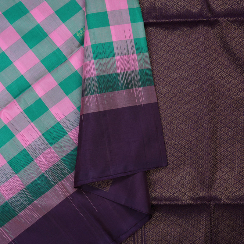 Hayagrivas Multicolour Checks Pure Soft Silk Saree KBD2140C1-5