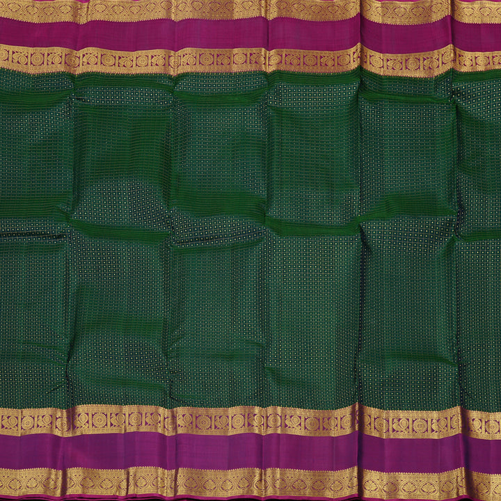Hayagrivas Handloom Kanjivaram Silk Saree in Gorgeous Peacock Green KBD2148C1-2