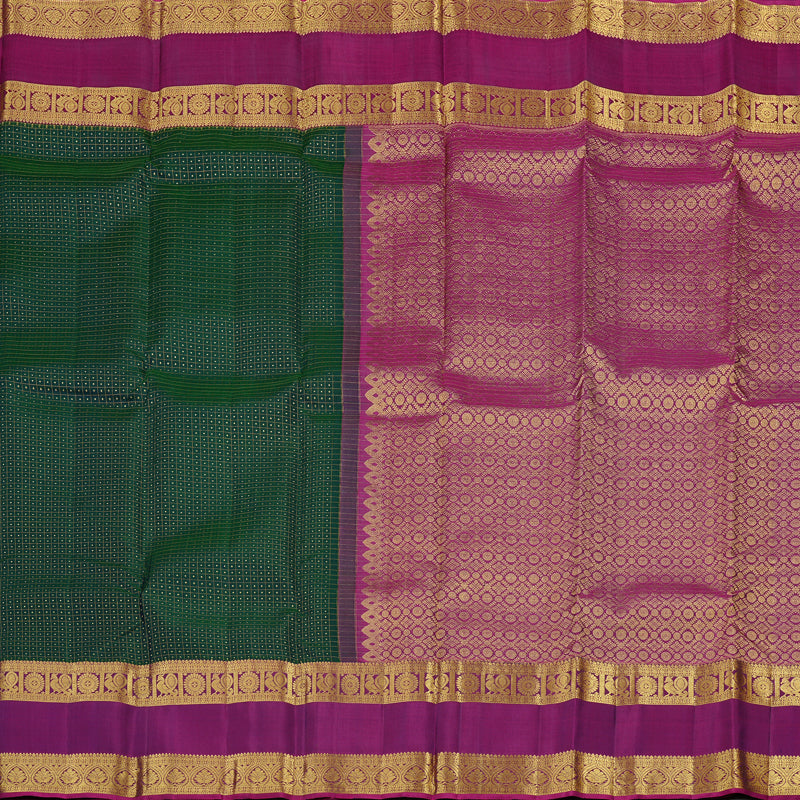 Hayagrivas Handloom Kanjivaram Silk Saree in Gorgeous Peacock Green KBD2148C1-2