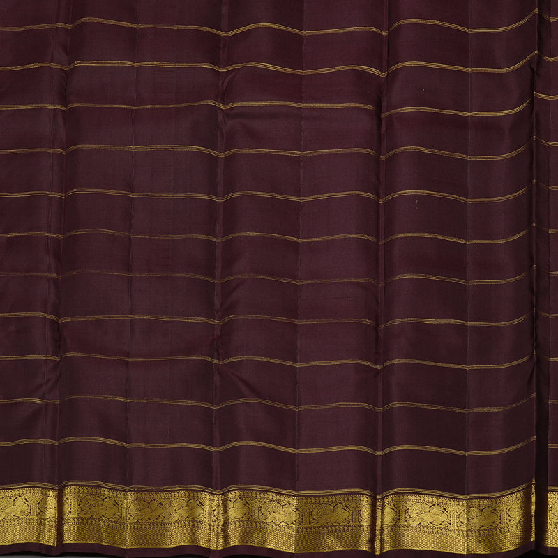 Hayagrivas Burnt Orange Handloom Kanjivaram Silk Saree with Dark Brown Border KBD2148C4-1