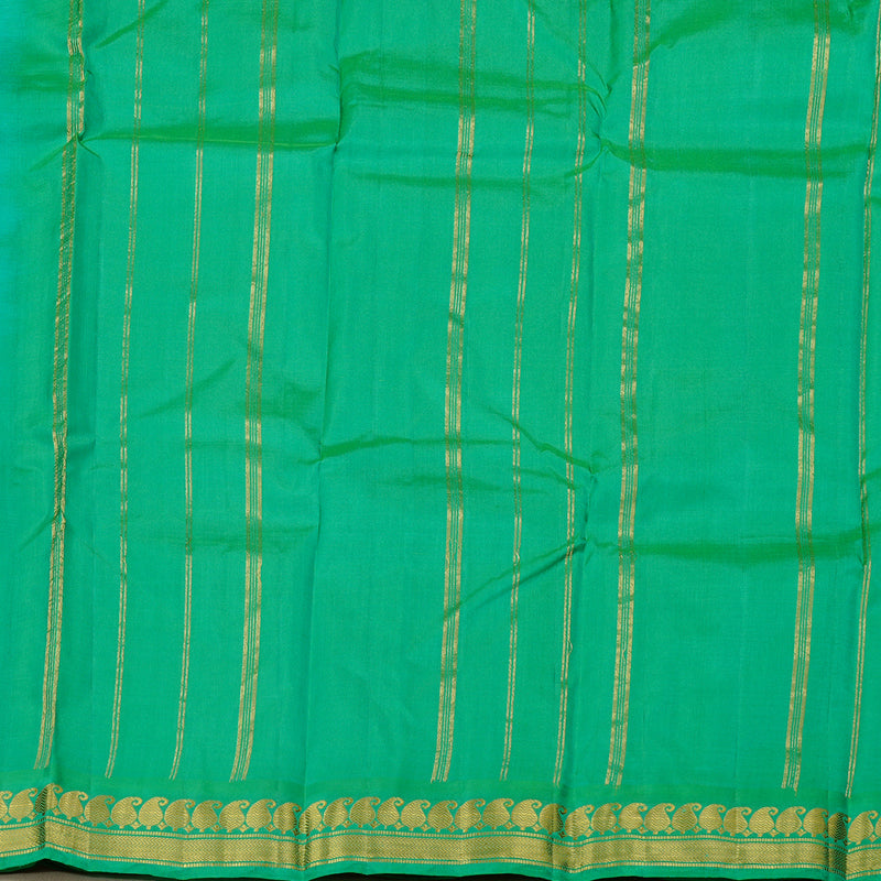 Hayagrivas Sea Blue Handloom Kanjivaram Silk Saree with Sea Green Border KBD2149C1-19