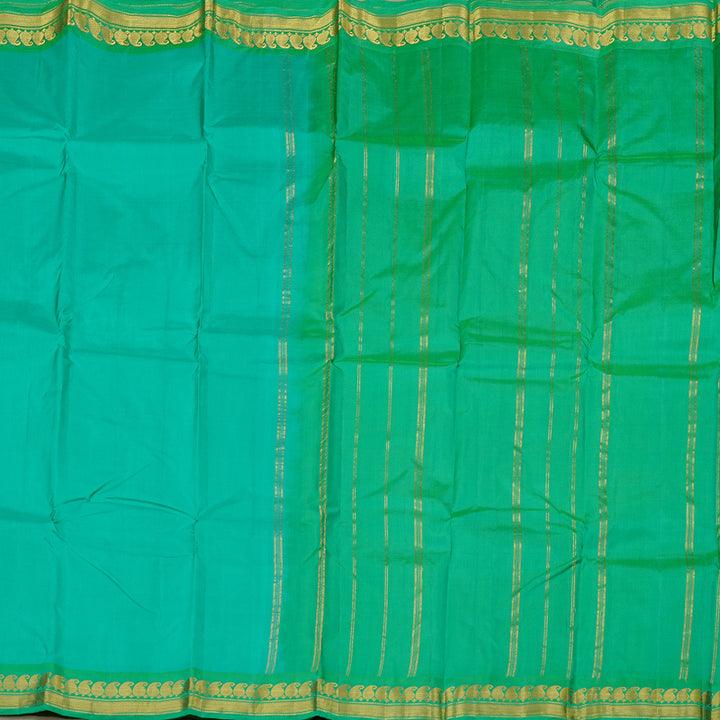 Hayagrivas Sea Blue Handloom Kanjivaram Silk Saree with Sea Green Border KBD2149C1-19