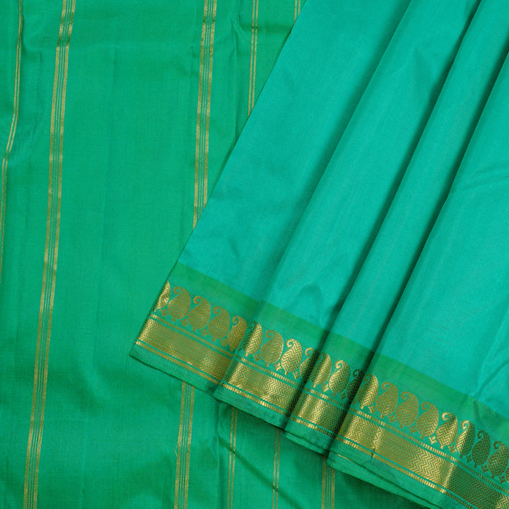 Hayagrivas Sea Blue Handloom Kanjivaram Silk Saree with Sea Green Border KBD2149C1-19