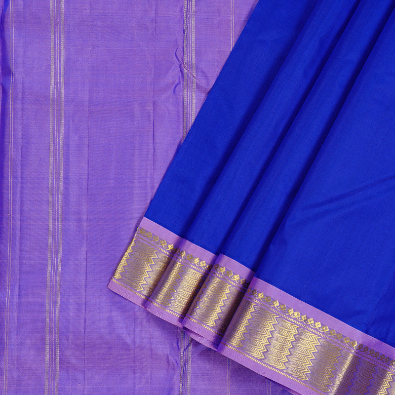 Hayagrivas Blue Handloom Kanjivaram Silk Saree with Lilac Colour Border KBD2149C1-24