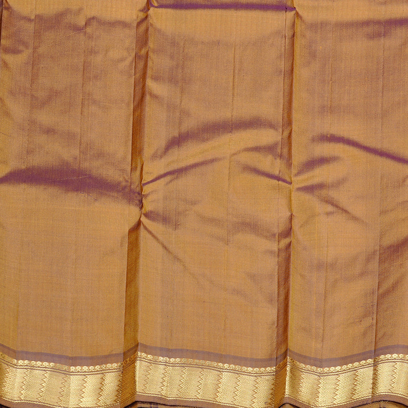 Hayagrivas Mustard Handloom Kanjivaram Silk Saree with Dual Tone (Blue With Yellow) Border KBD2149C1-3