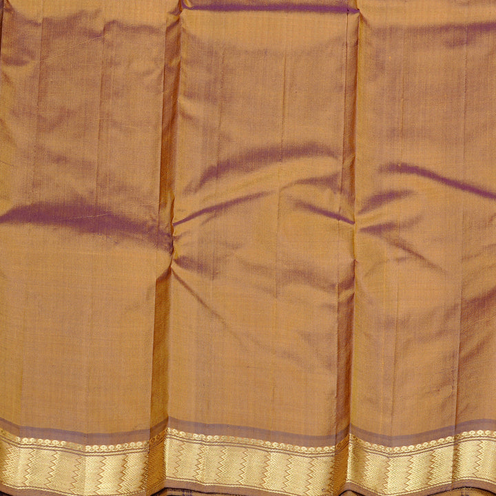 Hayagrivas Mustard Handloom Kanjivaram Silk Saree with Dual Tone (Blue With Yellow) Border KBD2149C1-3