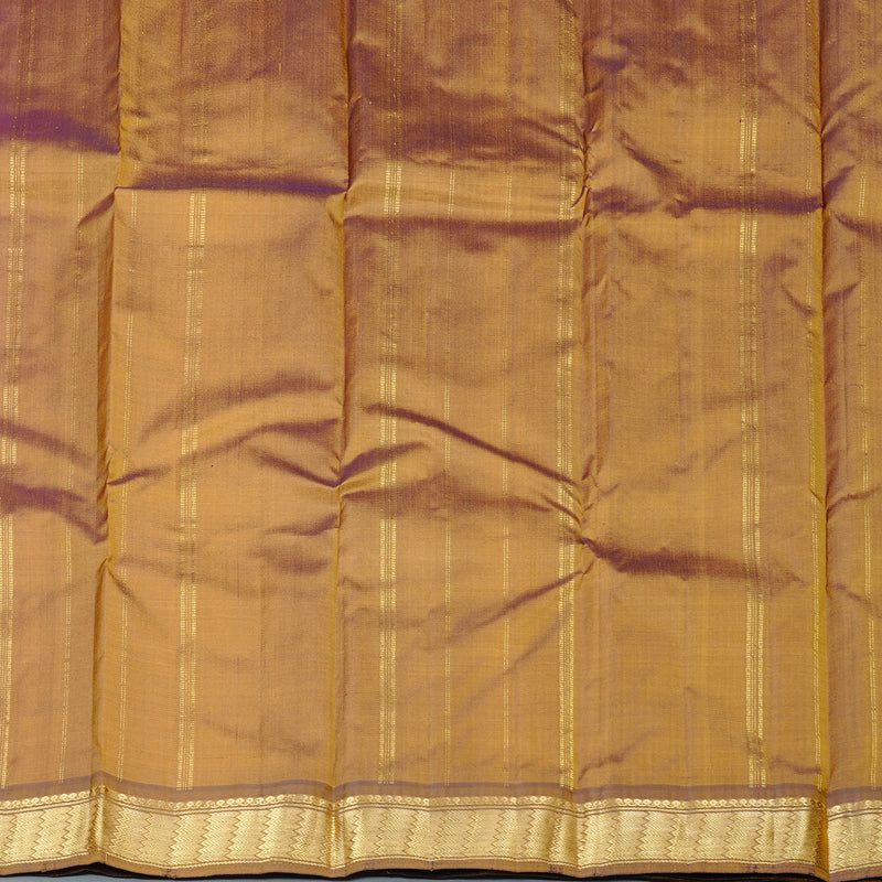Hayagrivas Mustard Handloom Kanjivaram Silk Saree with Dual Tone (Blue With Yellow) Border KBD2149C1-3