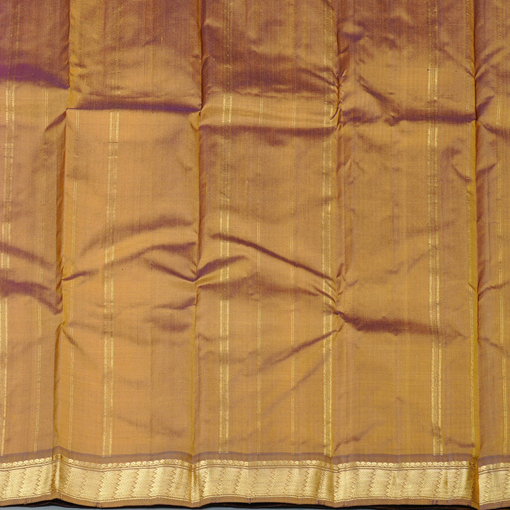 Hayagrivas Mustard Handloom Kanjivaram Silk Saree with Dual Tone (Blue With Yellow) Border KBD2149C1-3