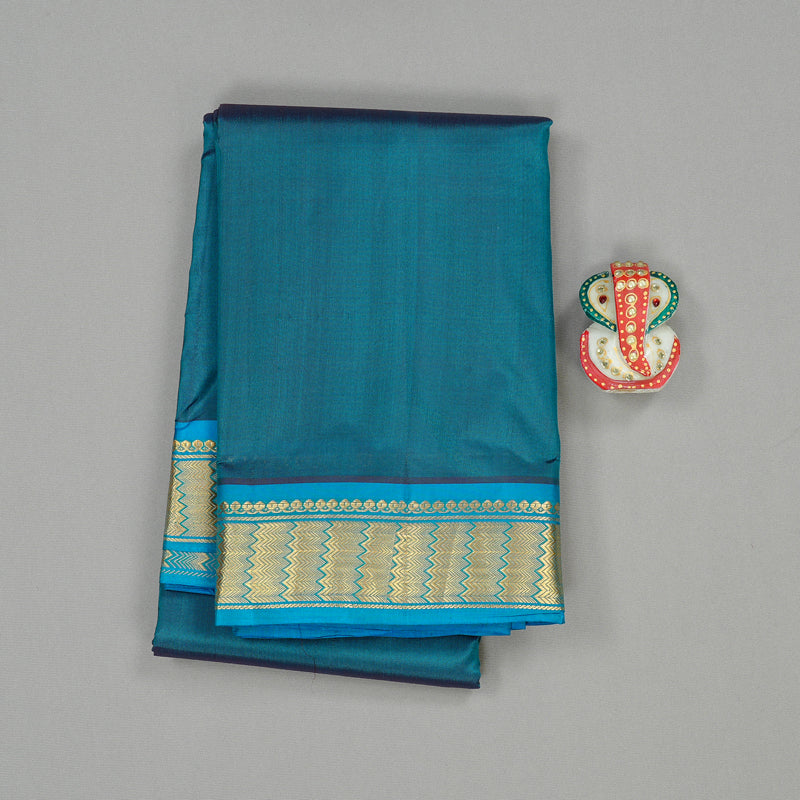 Hayagrivas Dark Blue Handloom Kanjivaram Silk Saree with Sky Blue Border KBD2149C1-43