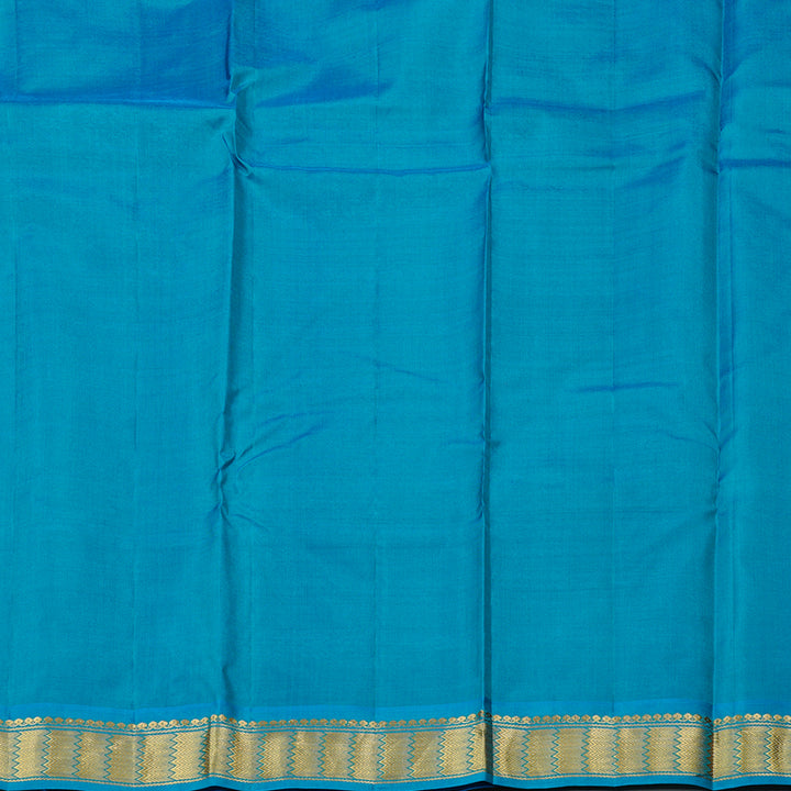 Hayagrivas Dark Blue Handloom Kanjivaram Silk Saree with Sky Blue Border KBD2149C1-43