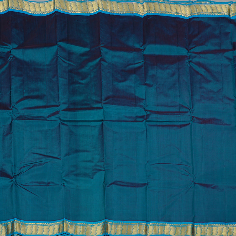 Hayagrivas Dark Blue Handloom Kanjivaram Silk Saree with Sky Blue Border KBD2149C1-43