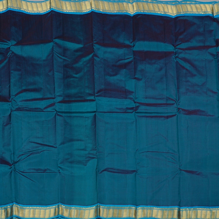 Hayagrivas Dark Blue Handloom Kanjivaram Silk Saree with Sky Blue Border KBD2149C1-43