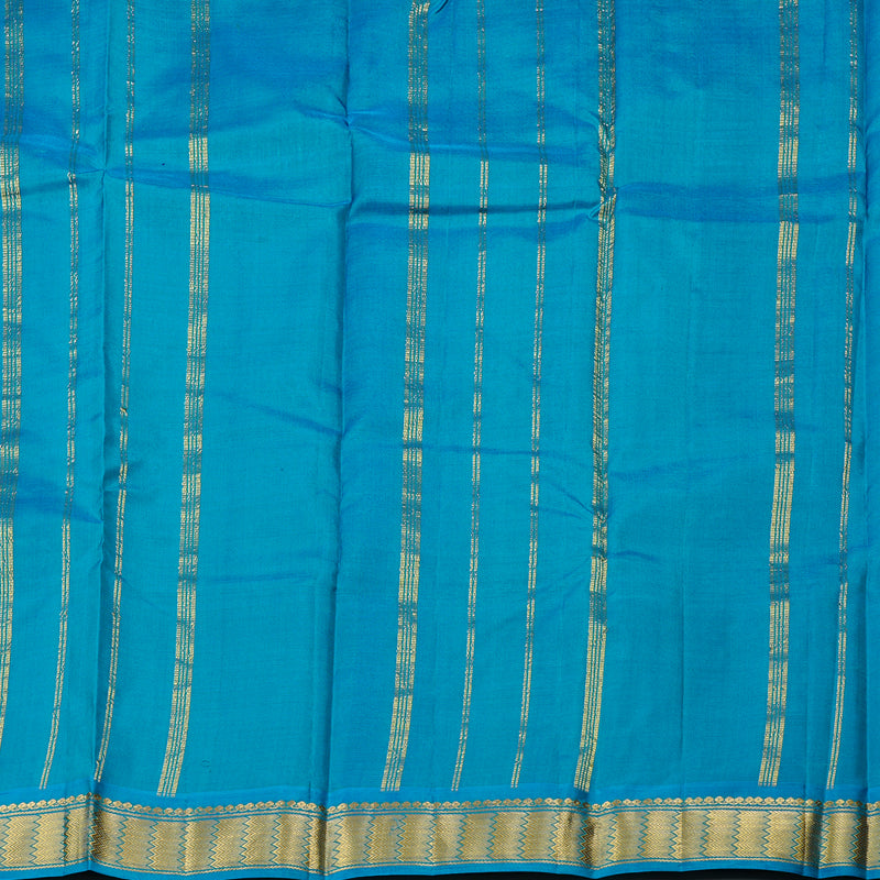 Hayagrivas Dark Blue Handloom Kanjivaram Silk Saree with Sky Blue Border KBD2149C1-43