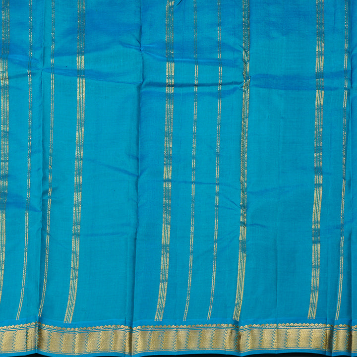 Hayagrivas Dark Blue Handloom Kanjivaram Silk Saree with Sky Blue Border KBD2149C1-43