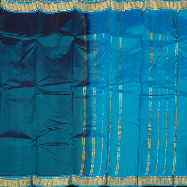 Hayagrivas Dark Blue Handloom Kanjivaram Silk Saree with Sky Blue Border KBD2149C1-43