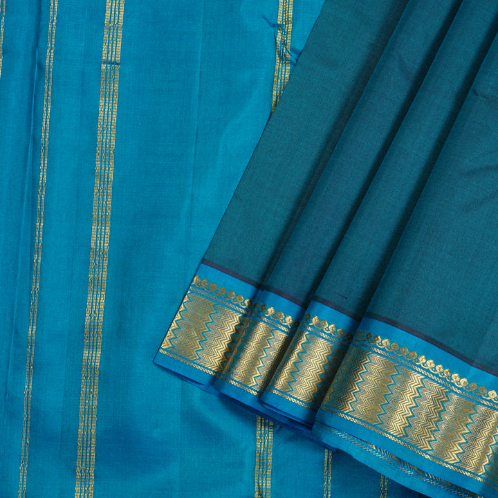 Hayagrivas Dark Blue Handloom Kanjivaram Silk Saree with Sky Blue Border KBD2149C1-43