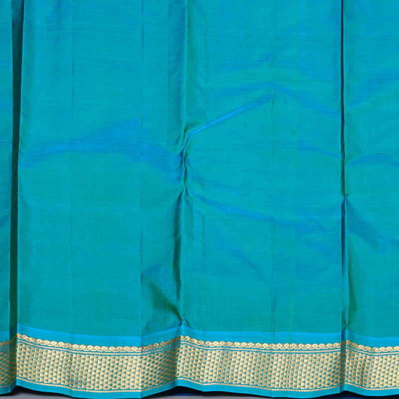 Hayagrivas Bottle Green Handloom Kanjivaram Silk Saree with Sky Blue Border KBD2149C1-51