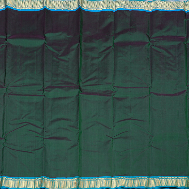 Hayagrivas Bottle Green Handloom Kanjivaram Silk Saree with Sky Blue Border KBD2149C1-51