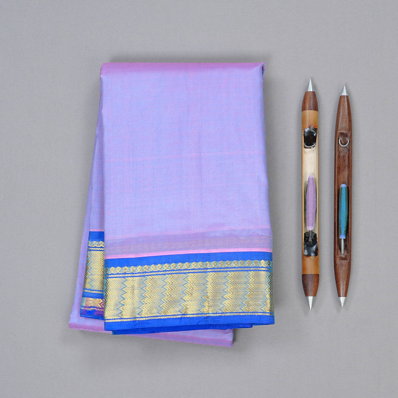 Hayagrivas Lilac Colour Handloom Kanjivaram Silk Saree with Blue Border KBD2149C1-56