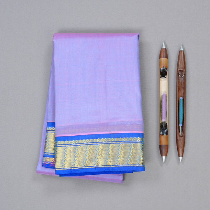 Hayagrivas Lilac Colour Handloom Kanjivaram Silk Saree with Blue Border KBD2149C1-56