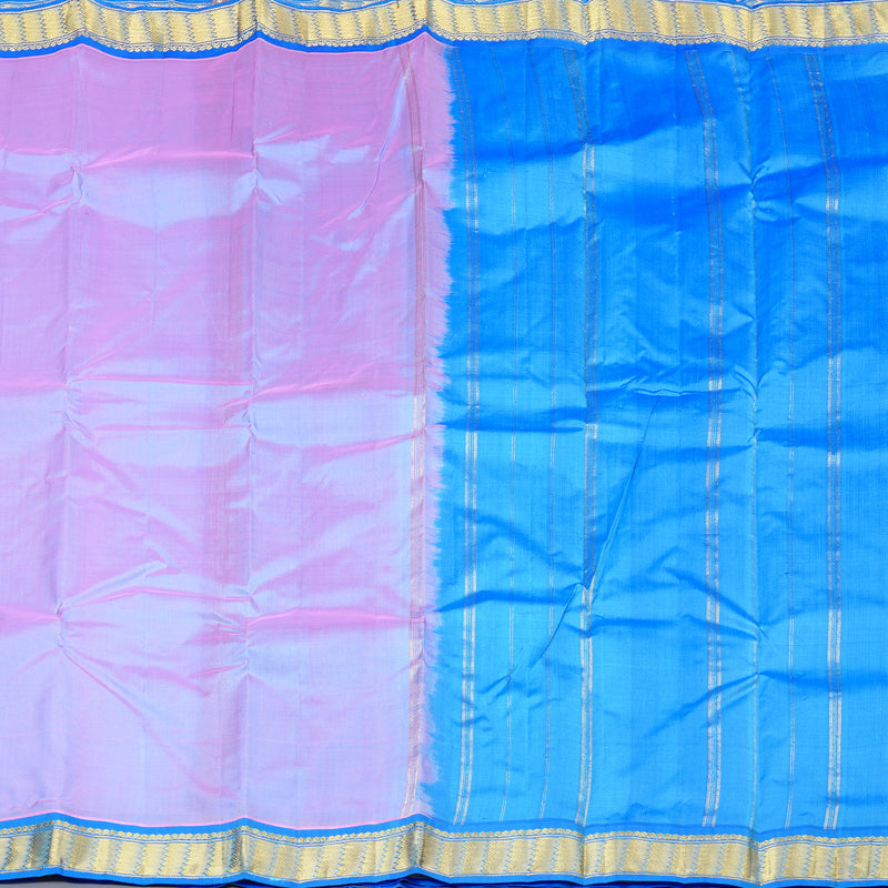 Hayagrivas Lilac Colour Handloom Kanjivaram Silk Saree with Blue Border KBD2149C1-56