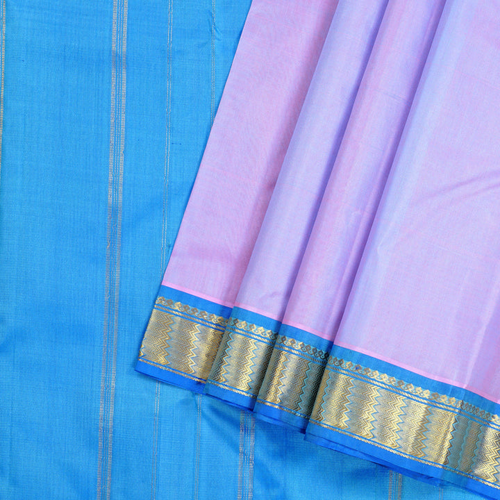 Hayagrivas Lilac Colour Handloom Kanjivaram Silk Saree with Blue Border KBD2149C1-56