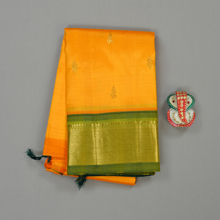 Hayagrivas Handloom Kanjivaram Silk Saree in Golden Mango Yellow KBD2151C1-12
