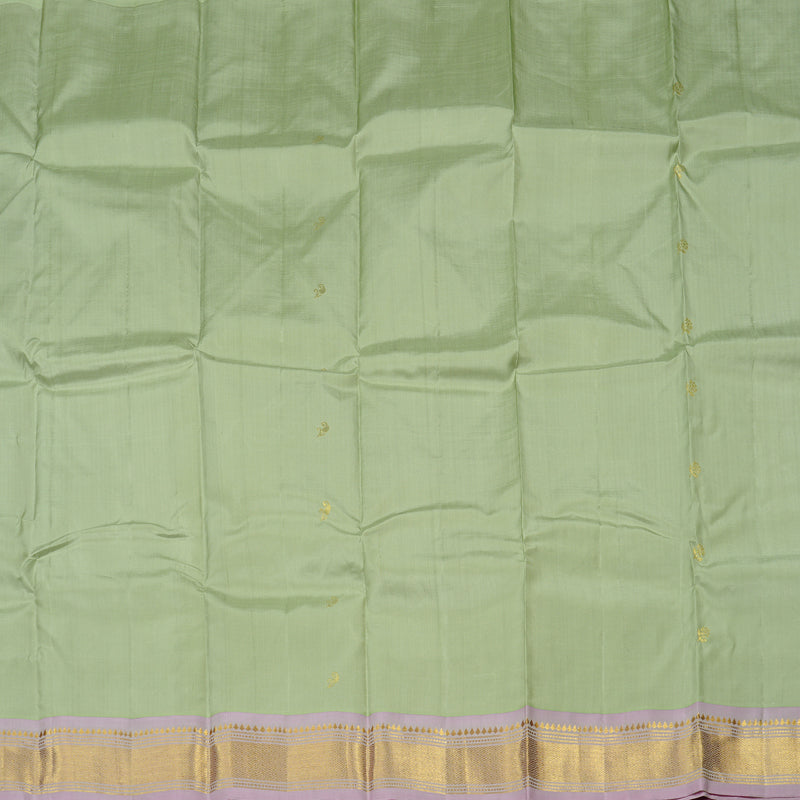 Hayagrivas Pastel Green Handloom Kanjivaram Silk Saree with Lilac Colour Border KBD2151C1-16