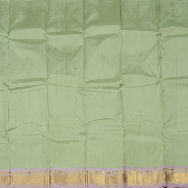 Hayagrivas Pastel Green Handloom Kanjivaram Silk Saree with Lilac Colour Border KBD2151C1-16