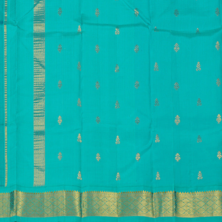 Hayagrivas Peacock Blue Handloom Kanjivaram Silk Saree with Teal Blue Border KBD2151C1-23