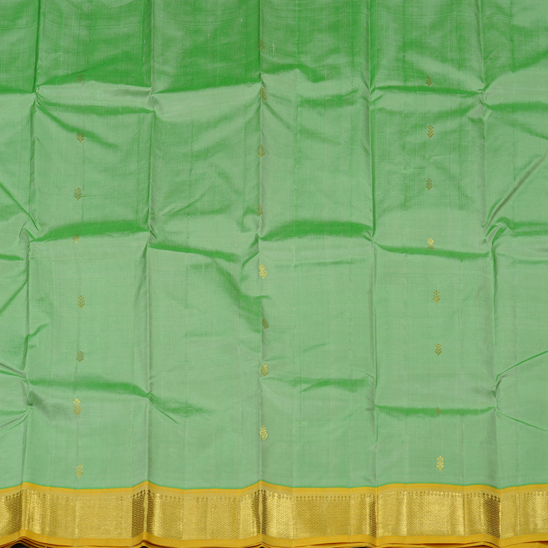 Hayagrivas Pastel Green Handloom Kanjivaram Silk Saree with Mustard Yellow Border KBD2151C1-25