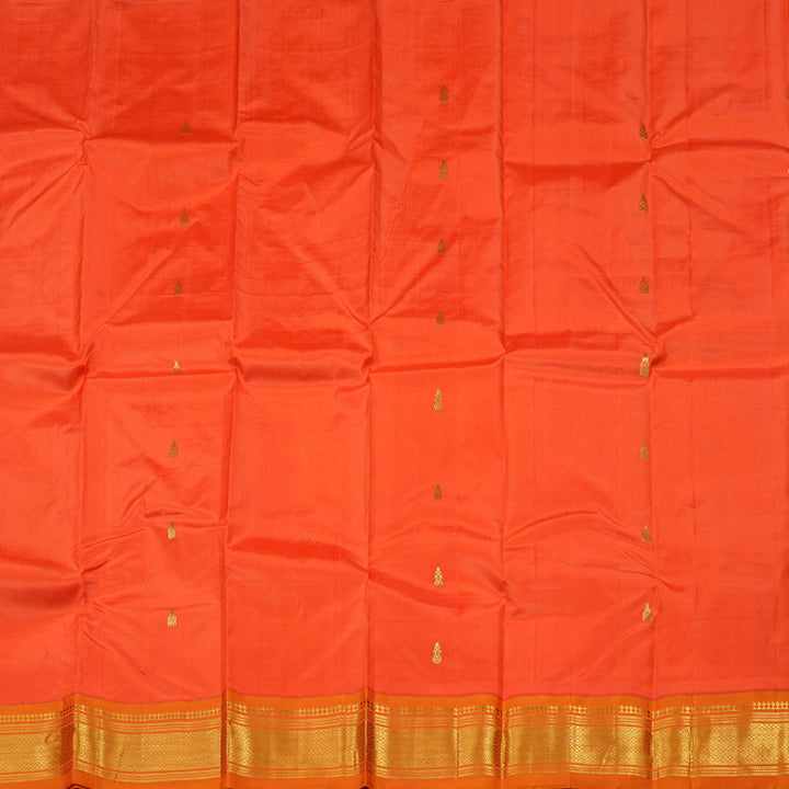 Hayagrivas Orange Handloom Kanjivaram Silk Saree with Mango Yellow Border KBD2151C1-33