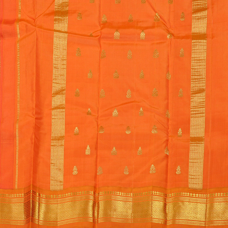 Hayagrivas Orange Handloom Kanjivaram Silk Saree with Mango Yellow Border KBD2151C1-33
