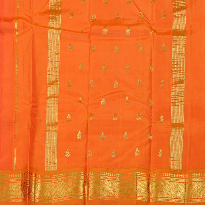 Hayagrivas Orange Handloom Kanjivaram Silk Saree with Mango Yellow Border KBD2151C1-33