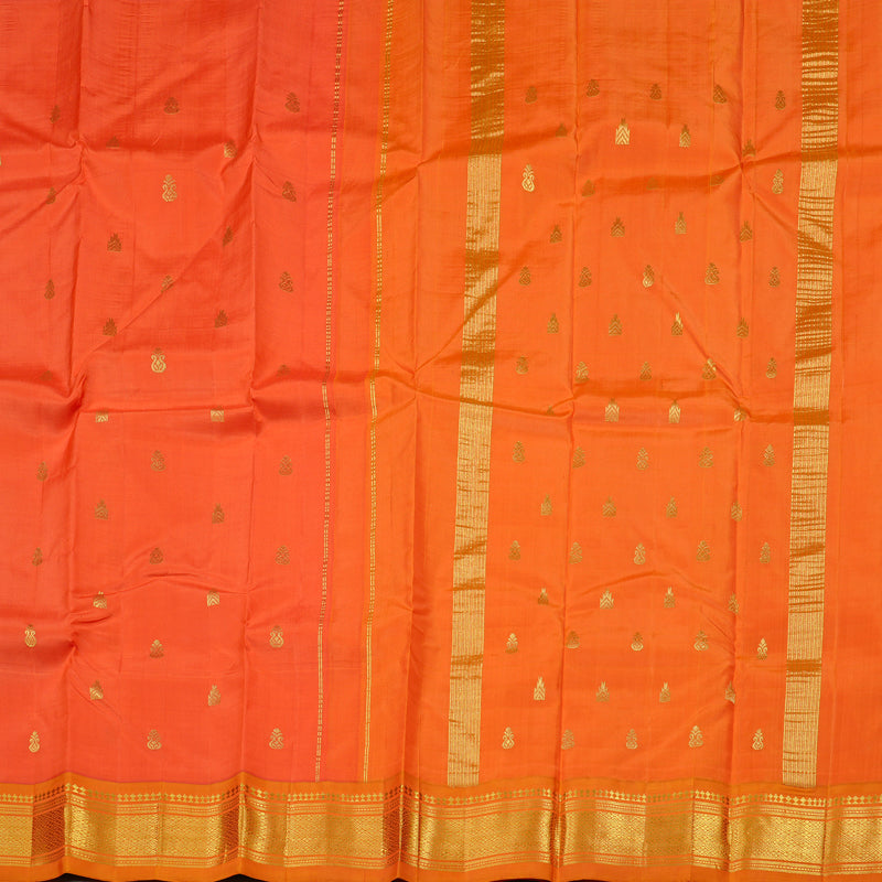 Hayagrivas Orange Handloom Kanjivaram Silk Saree with Mango Yellow Border KBD2151C1-33
