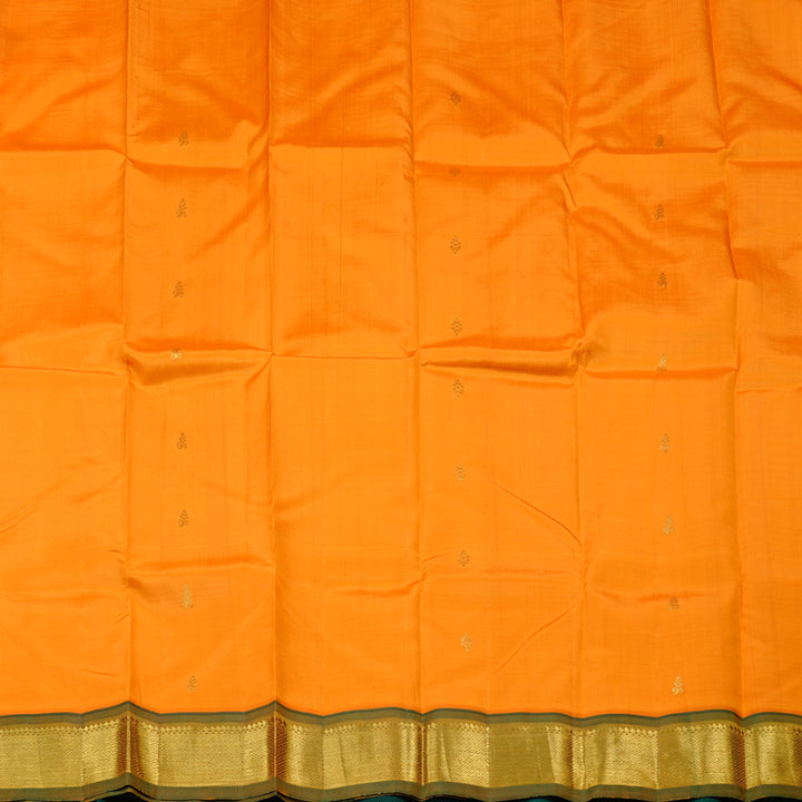 Hayagrivas Mango Yellow Handloom Kanjivaram Silk Saree with Green Border KBD2151C1-37