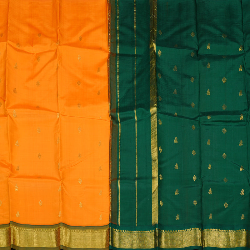Hayagrivas Mango Yellow Handloom Kanjivaram Silk Saree with Green Border KBD2151C1-37