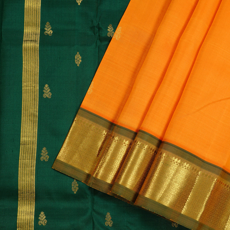 Hayagrivas Mango Yellow Handloom Kanjivaram Silk Saree with Green Border KBD2151C1-37