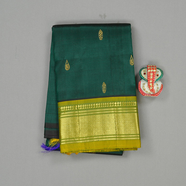 Hayagrivas Purple Handloom Kanjivaram Silk Saree with Sampanga Green Border KBD2151C1-41