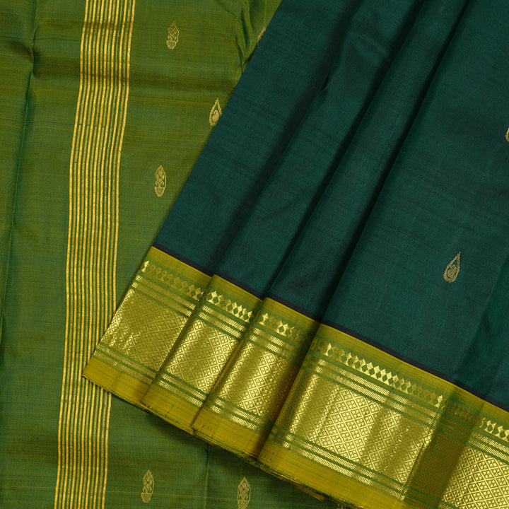 Hayagrivas Purple Handloom Kanjivaram Silk Saree with Sampanga Green Border KBD2151C1-41