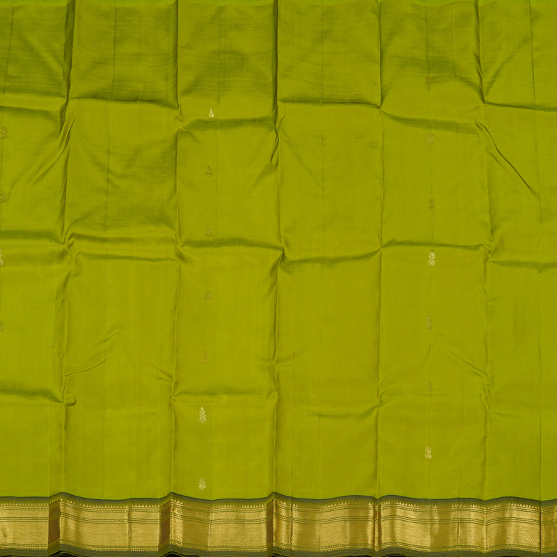 Hayagrivas Fluorescent Green Handloom Kanjivaram Silk Saree with Mehandi Green Border KBD2151C1-42