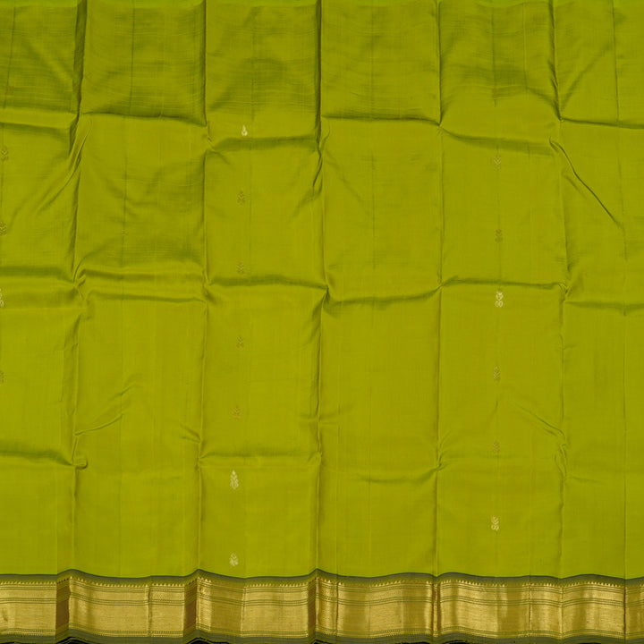 Hayagrivas Fluorescent Green Handloom Kanjivaram Silk Saree with Mehandi Green Border KBD2151C1-42