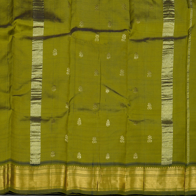 Hayagrivas Fluorescent Green Handloom Kanjivaram Silk Saree with Mehandi Green Border KBD2151C1-42