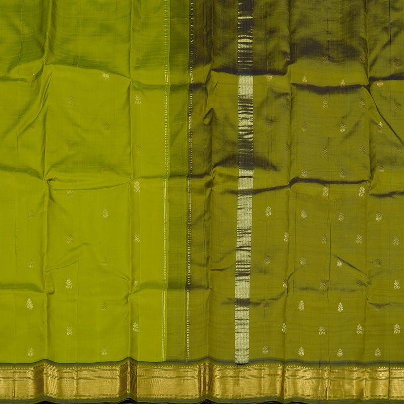 Hayagrivas Fluorescent Green Handloom Kanjivaram Silk Saree with Mehandi Green Border KBD2151C1-42