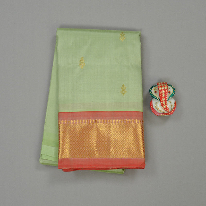 Hayagrivas Handloom Kanjivaram Silk Saree in Elegant Light Pastel Green KBD2151C1-9