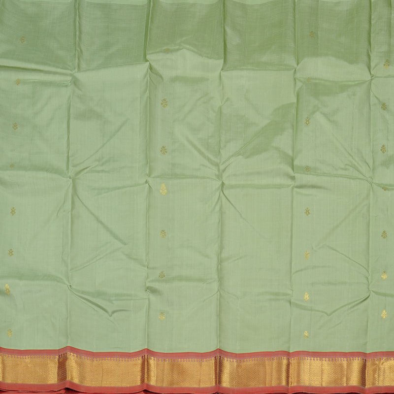 Hayagrivas Handloom Kanjivaram Silk Saree in Elegant Light Pastel Green KBD2151C1-9